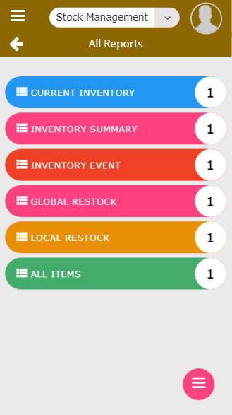 Mobile all inventory management reports screen