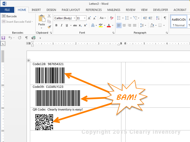 Updated barcodes to print